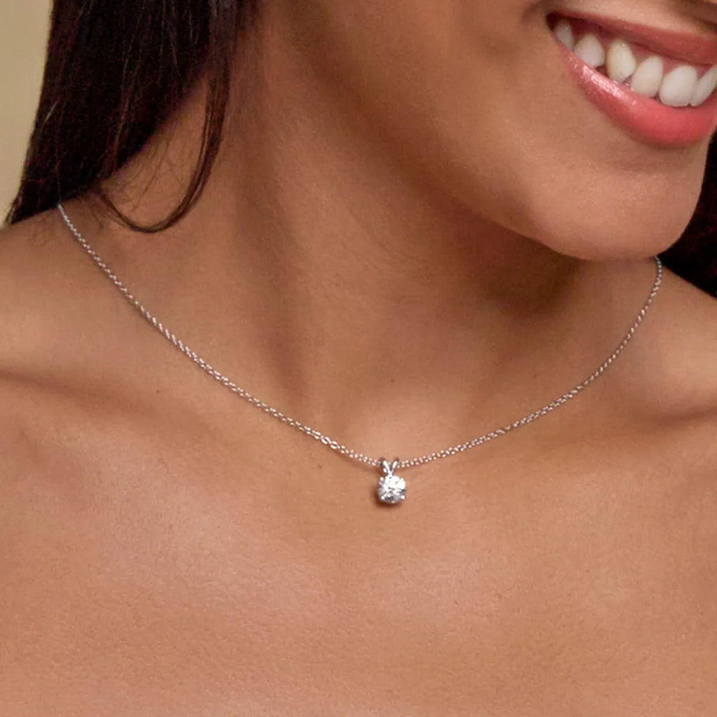 0.50 CTW Round Lab Grown Diamond Split Bail Solitaire Pendant in 14K White Gold Over Sterling