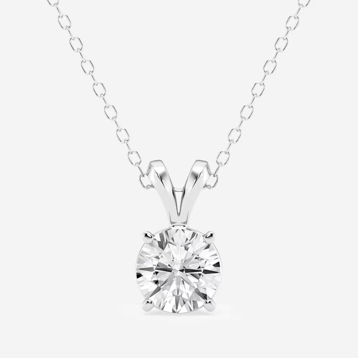 0.50 CTW Round Lab Grown Diamond Split Bail Solitaire Pendant in 14K White Gold Over Sterling