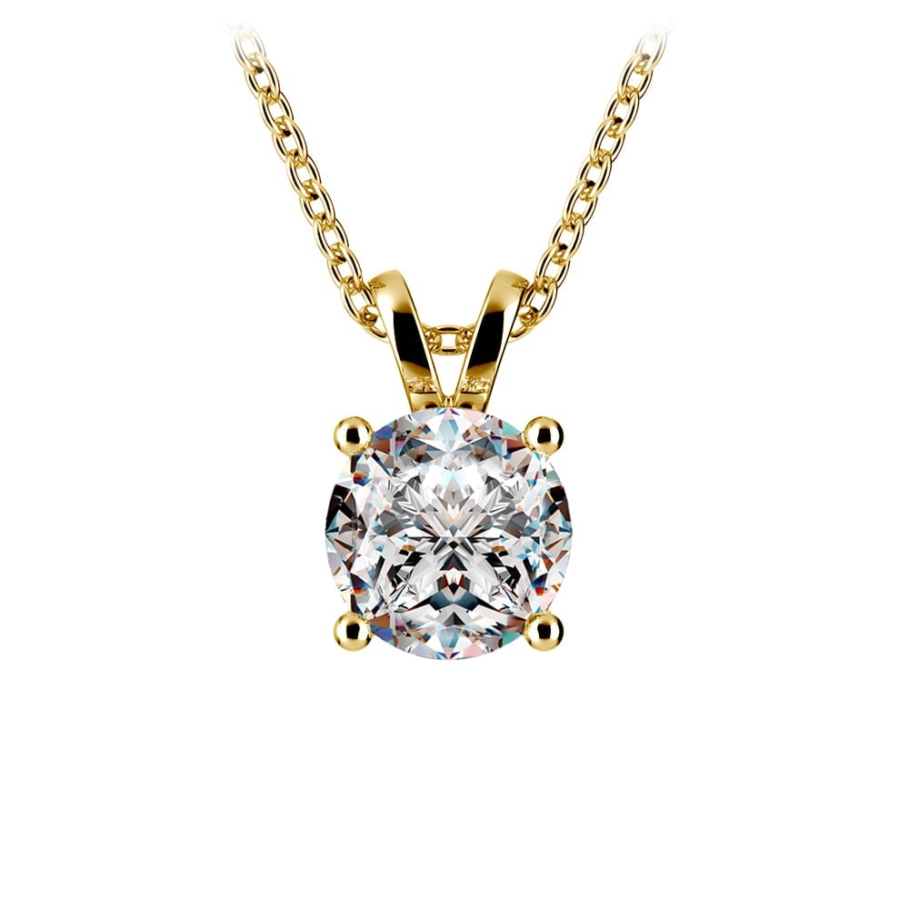 0.5/ 0.75 Ctw Prong Set Round Diamond Pendant In White /Yellow Gold G-VS