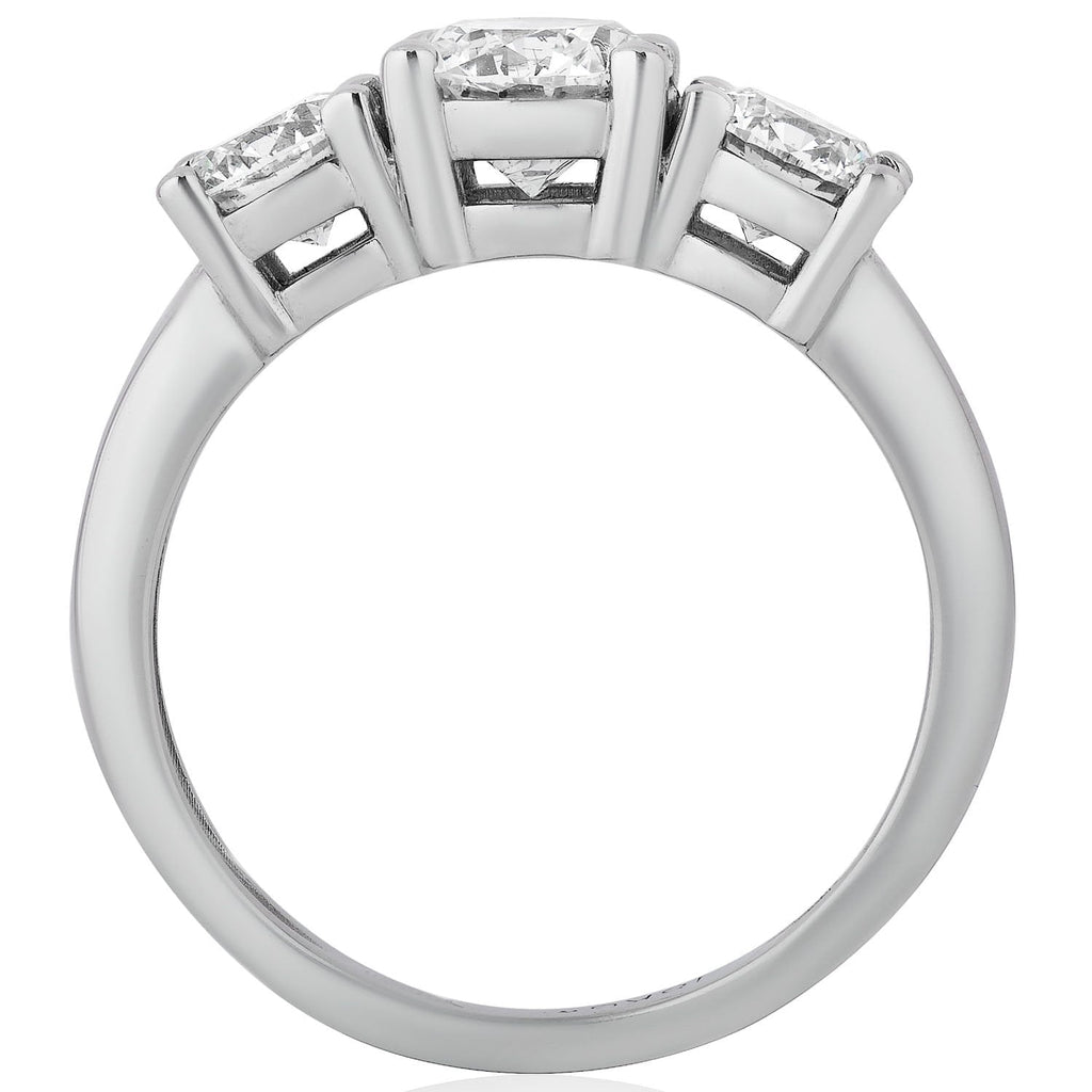 2 CTW AGI Certified Lab Grown Diamond (G-VS) Three Stone Engagement Ring in Choice of 14K Yellow or 14k White Gold