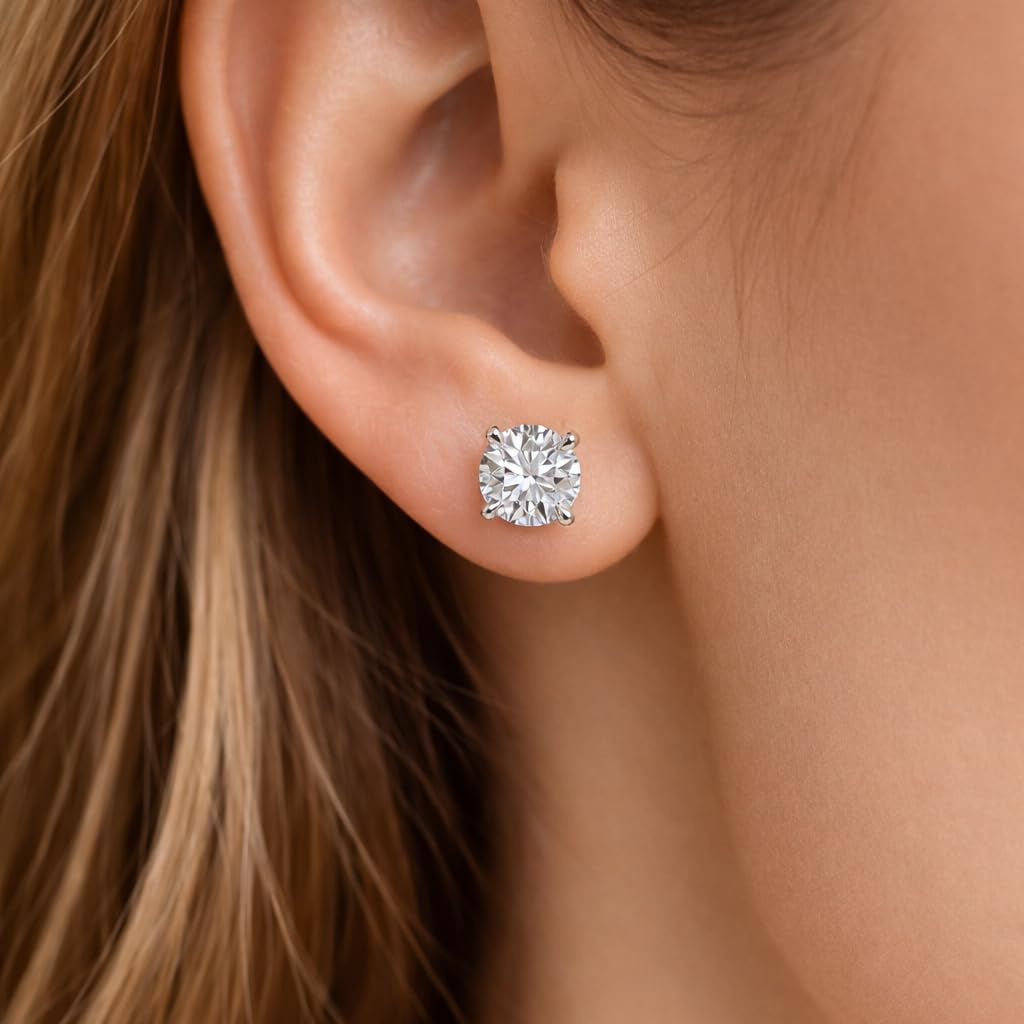 AGI Certified 2.00 CTW Lab Grown Diamond (G/VS) Stud Earrings in 14K Yellow or White Gold