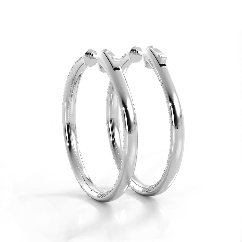 2.5 CTW Lab-Created Moissanite Triple Row Hoop Earrings in 14K Gold Over Sterling with Vault Lock Clasp