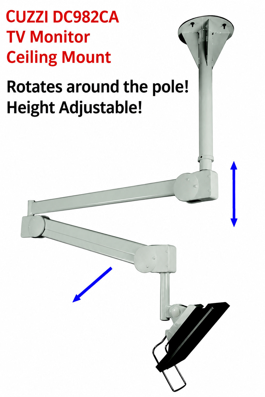 DC982CA Extra Long Ceiling Monitor Arm Adjustable 74 inch extension