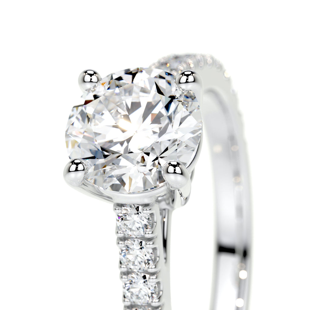 Round Brilliant Lab Grown Diamond Channel Setting Engagement Ring (F/VS) in 14K White Gold