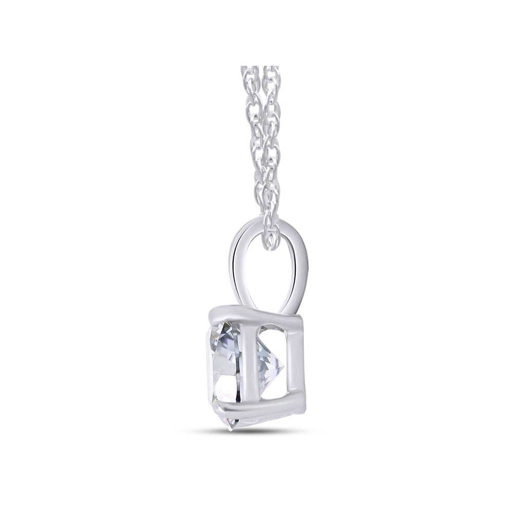 2.00 CTW Created Moissanite Solitaire Pendant Necklace with 18" Chain - Choice of 14k White or Yellow Gold