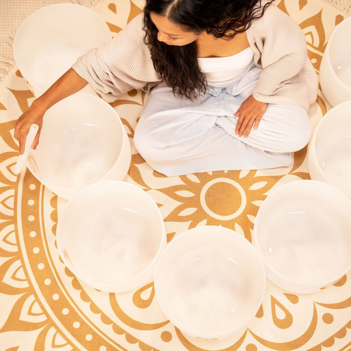 7 Planetary Crystal Singing Bowls - Cosmic Chakra Set