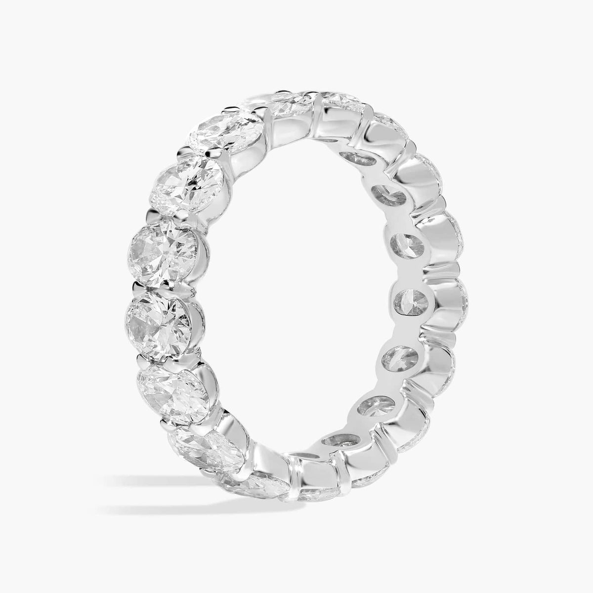5.00 CTW Created Moissanite Oval Eternity Band Ring in 14k White Gold Overlay