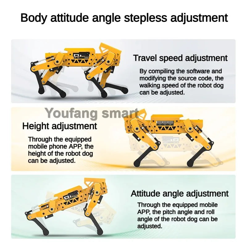 AI Robot Dog, ESP32 Quadruped Visual Bionic Metal Robot for Arduino, Python Graphical Programmable DIY Kit