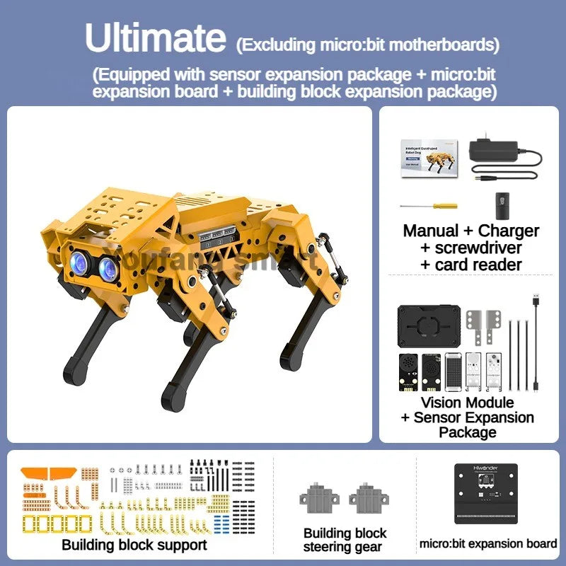 AI Robot Dog, ESP32 Quadruped Visual Bionic Metal Robot for Arduino, Python Graphical Programmable DIY Kit