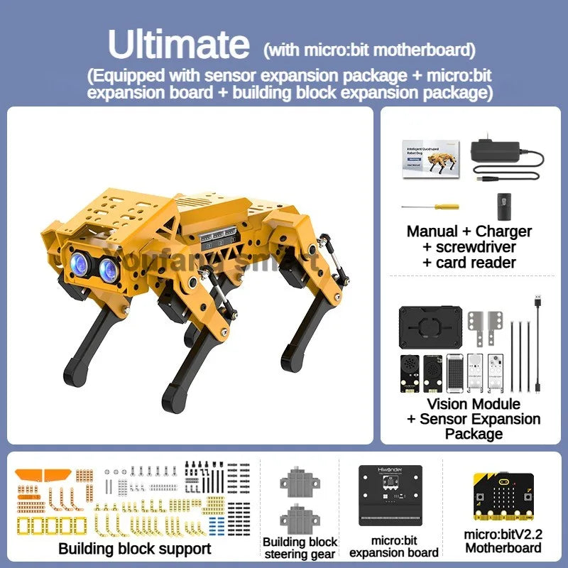 AI Robot Dog, ESP32 Quadruped Visual Bionic Metal Robot for Arduino, Python Graphical Programmable DIY Kit