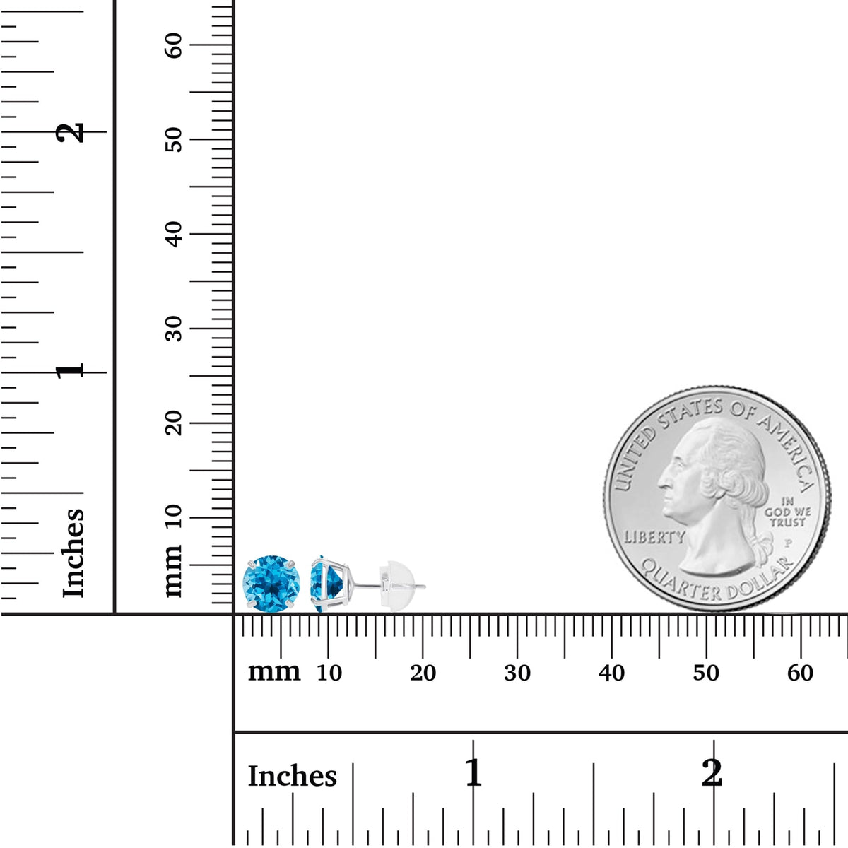 2.00 CTW Natural Swiss Blue Topaz Stud Earrings in 14K White Gold
