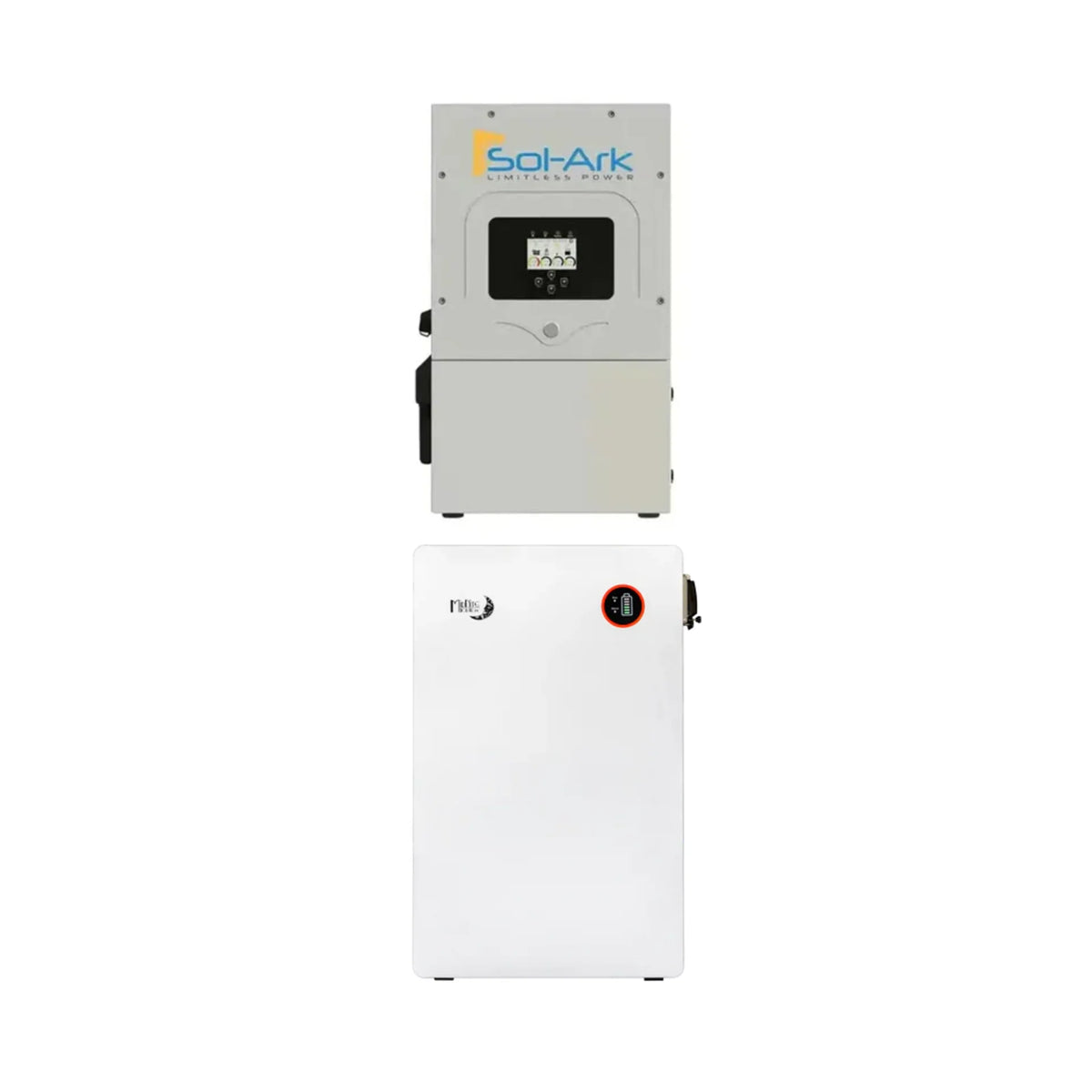 Sol-Ark 12kW Hybrid Inverter + Midnite Power MNPowerflo16 ESS | 16.1 kWh Lithium Wall Mount Battery + 12kW Hybrid Inverter Bundle | Outdoor Rated Essentials Backup