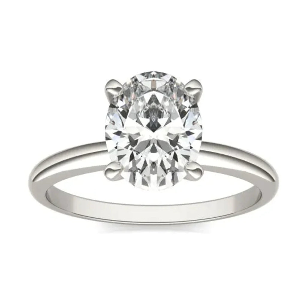 2.00 CTW AGI Certified  Oval Lab Grown Diamond Solitaire Engagement Ring in 14K White Gold (G-VS)