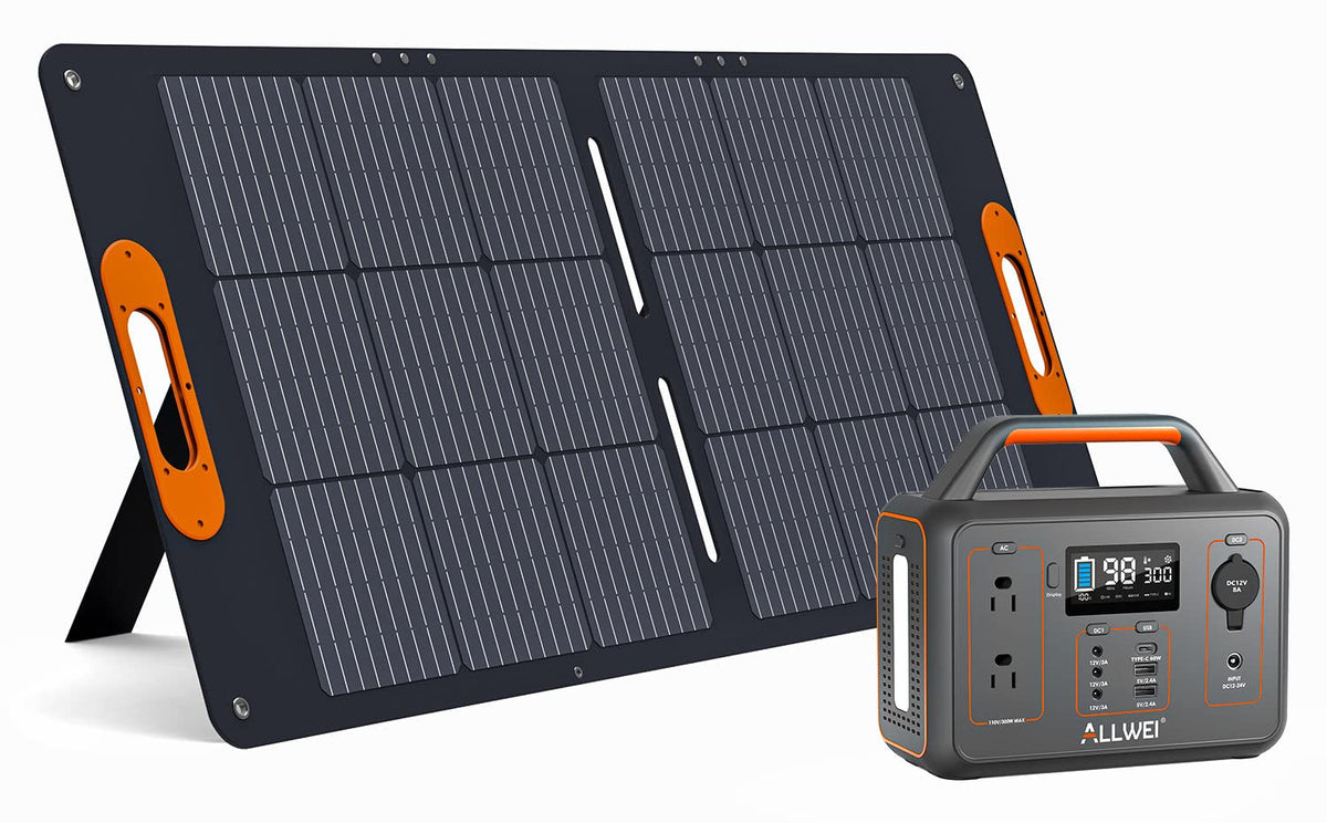 ALLWEI Portable Power Station 300W, 280Wh Solar Generator with 110V Pure Sine Wave AC Outlet, Backup Lithium Battery Generator for CPAP Outdoor RV Camping Emergency Home Use