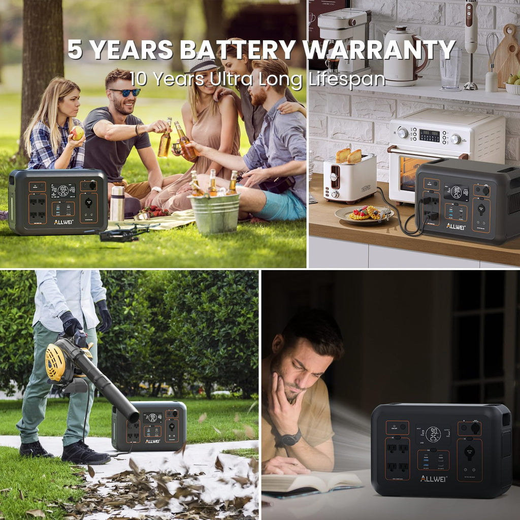 ALLWEI Portable Power Station 300W, 280Wh Solar Generator with 110V Pure Sine Wave AC Outlet, Backup Lithium Battery Generator for CPAP Outdoor RV Camping Emergency Home Use
