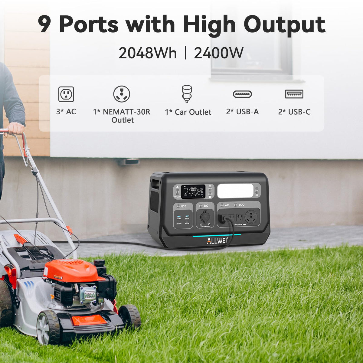 ALLWEI Portable Power Station 300W, 280Wh Solar Generator with 110V Pure Sine Wave AC Outlet, Backup Lithium Battery Generator for CPAP Outdoor RV Camping Emergency Home Use