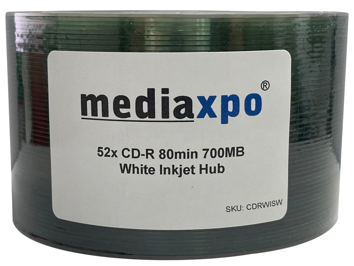 Grade A 52x CD-R 80min 700MB White Inkjet Hub Printable (Shrink Wrap)