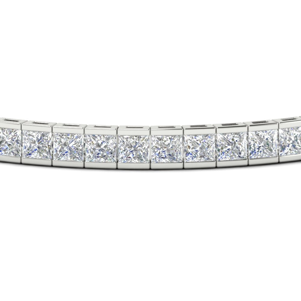 6.00 CTW Created Moissanite Princess Cut Half Bezel Tennis Bracelet in 14K Gold Over Sterling